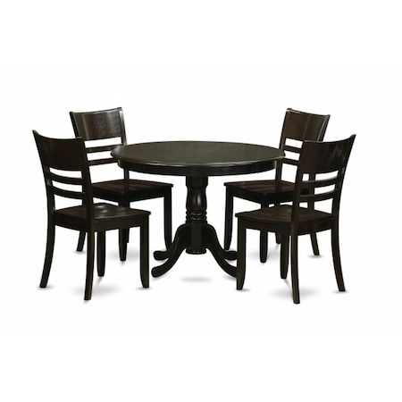 East West Furniture 5 Piece Small Kitchen Table and Chairs Set-Dining Table and 4 Dinette Chairs HLLY5-CAP-W